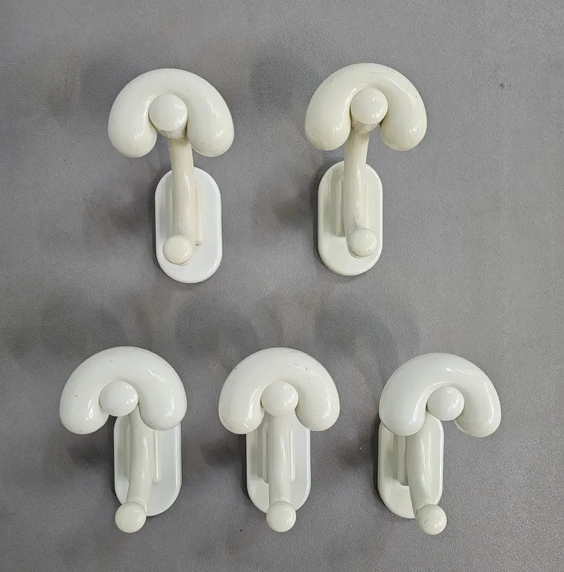 Set Of Five Vintage Italian Plastic Coat Hooks, 1970S 1