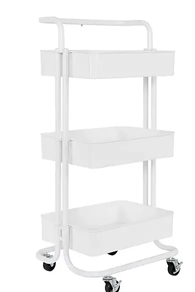 Seville Classics 3-Tier Rolling Steel Utility Cart (16.7" W × 13.9" D × 34.9" H) 2