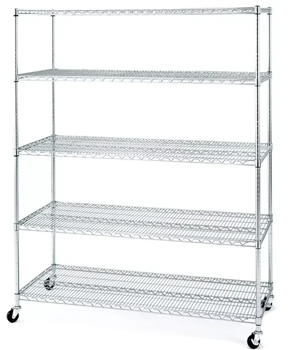 Seville Classics 5-Tier Large Chrome Shelving Unit – Commercial Strength 1