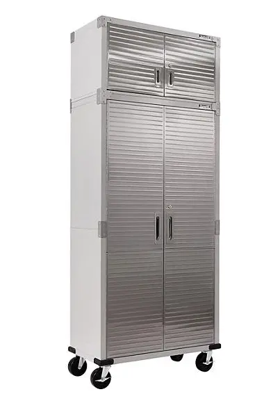 Seville Classics Ultrahd 2-Piece Rolling Garage Cabinet Set With Stacker – 36" W X 18" D X 90.5" H 1