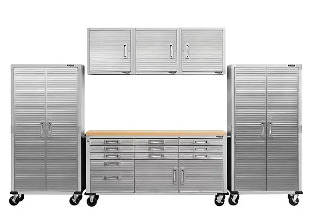 Seville Classics Ultrahd 6-Piece Garage Cabinet Collection With Rolling Workbench – 12 Ft Wide 1