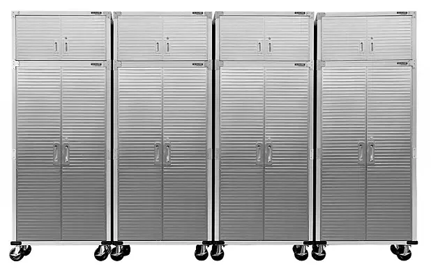 Seville Classics Ultrahd 8-Piece Rolling Garage Cabinet Set With Stacker – 12 Ft Wide 1