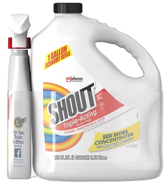 Shout Triple-Acting Laundry Stain Remover – 128 Fl Oz Refill + 22 Fl Oz Trigger Bottle 1