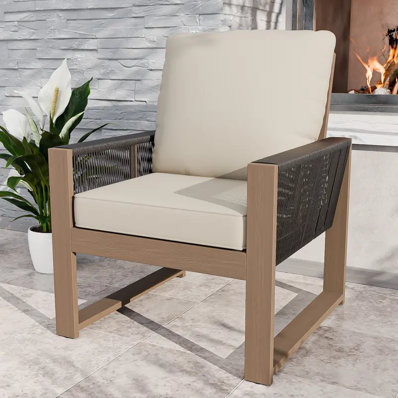 Single Natural Cedar Outdoor Armchair For Patios 1