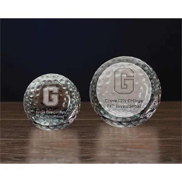Slanted Fairway-Inspired Golf Ball Crystal Award 1