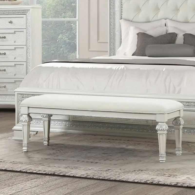 Stella Mia Padded Bench – Furniture Of America (Fm70000Wh-Bn) 1