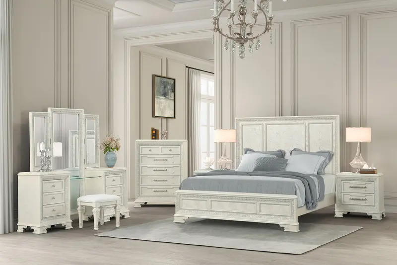 Stella Mia White Queen Panel Bedroom Set – 4-Piece By Furniture Of America (Fm70000Wh-Q-W-4Pc) 1