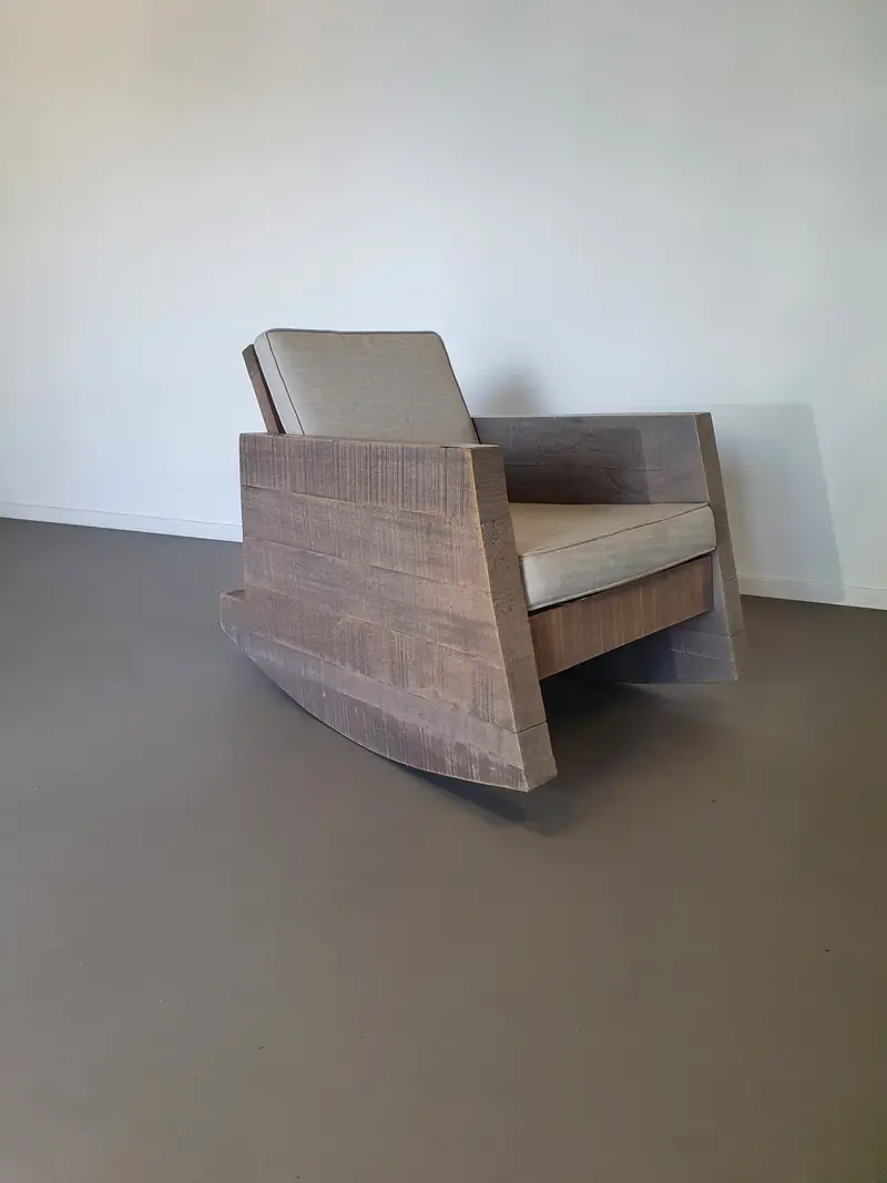 Substantial Brutalist Rocking Chair, 1980S 1