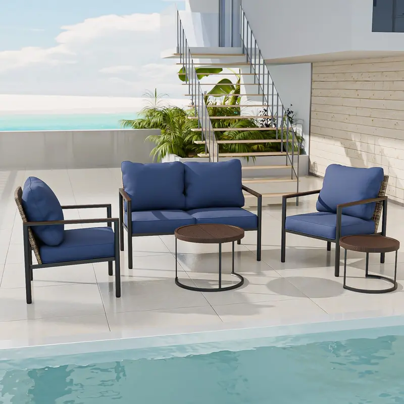 Sunset Dune 6-Piece Outdoor Patio Collection – Chairs, Loveseat, Tables & Ottoman 1