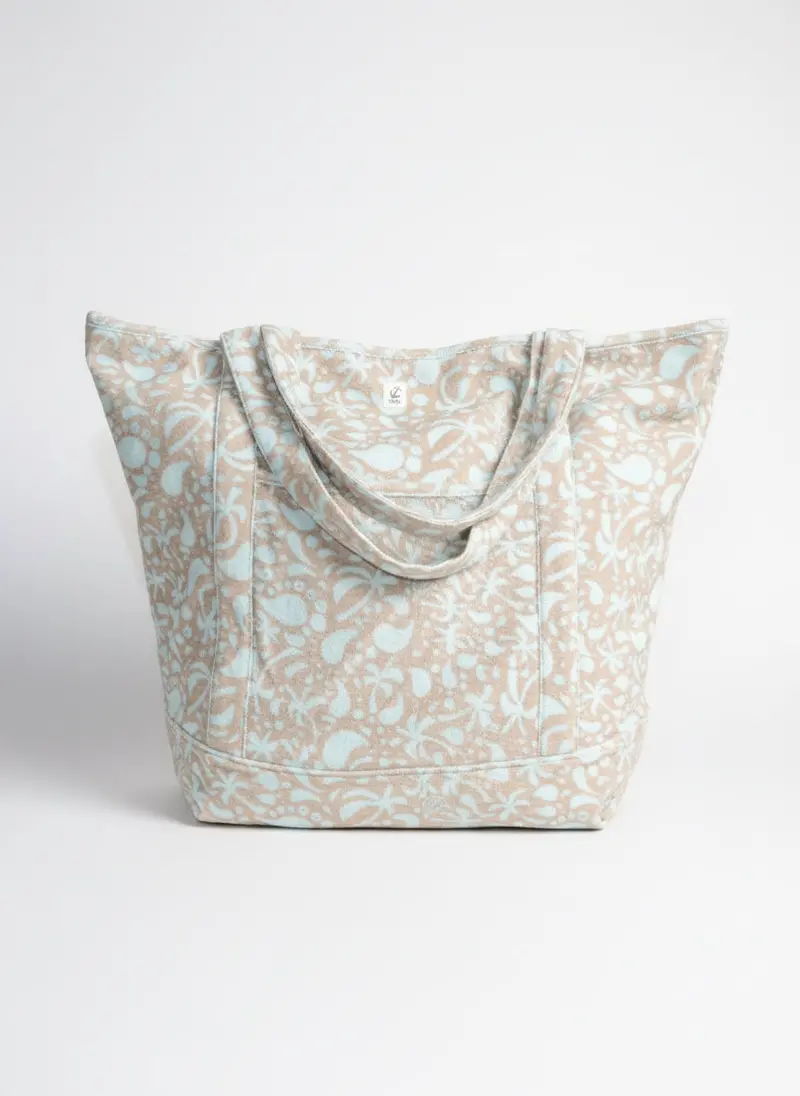Taupe Terry Cloth Beach Tote Bag 1