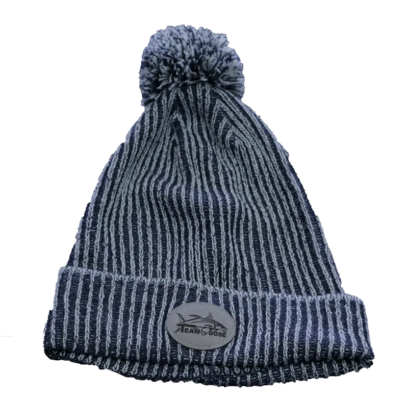 Team Goose Vertical Rib Cuff Beanie With Pom-Pom 1