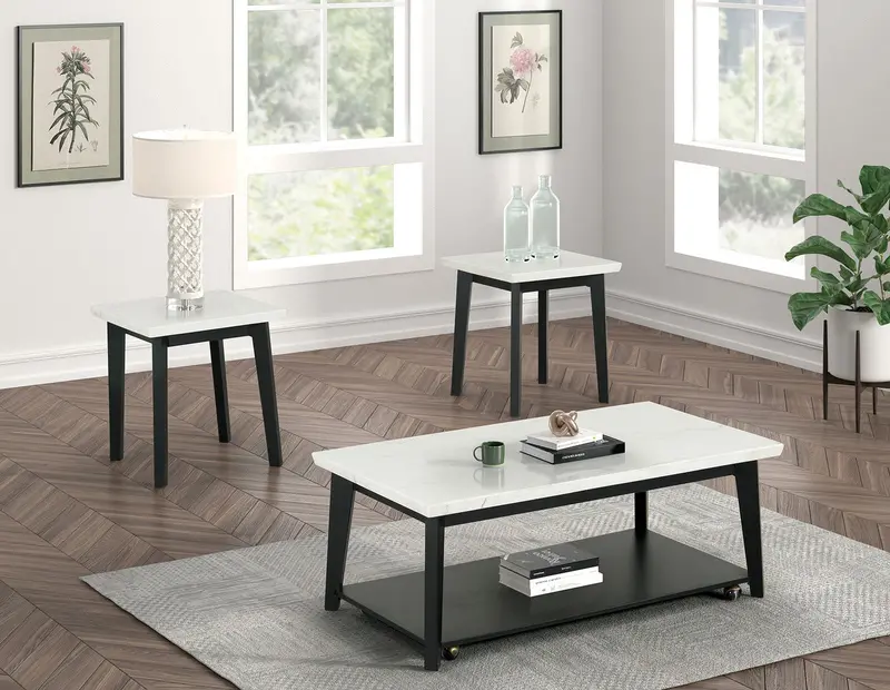 Thisted White Rectangular Marble Coffee Table With Casters – Furniture Of America (Fm44002Wh-Cr) 1