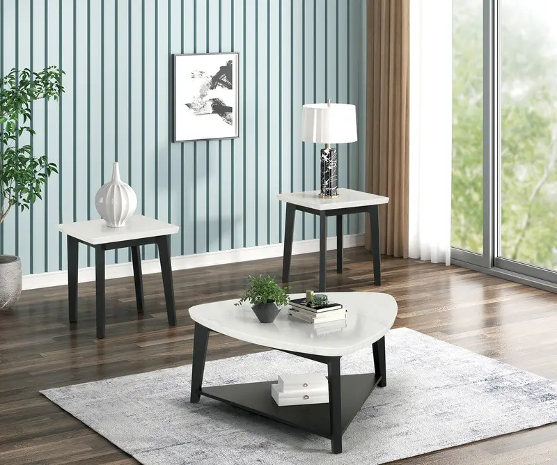 Thisted White Triangular Marble Coffee Table – Furniture Of America (Fm44002Wh-Ct) 1