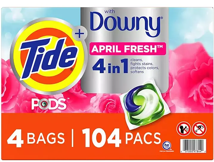 Tide Pods With Downy Touch – April Fresh Liquid Detergent Pacs (104 Count) 1