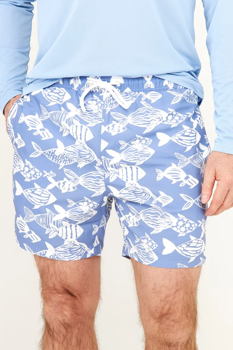Topside Fish Print Barbuda Trunks – Quick-Dry Swim & Beachwear 1