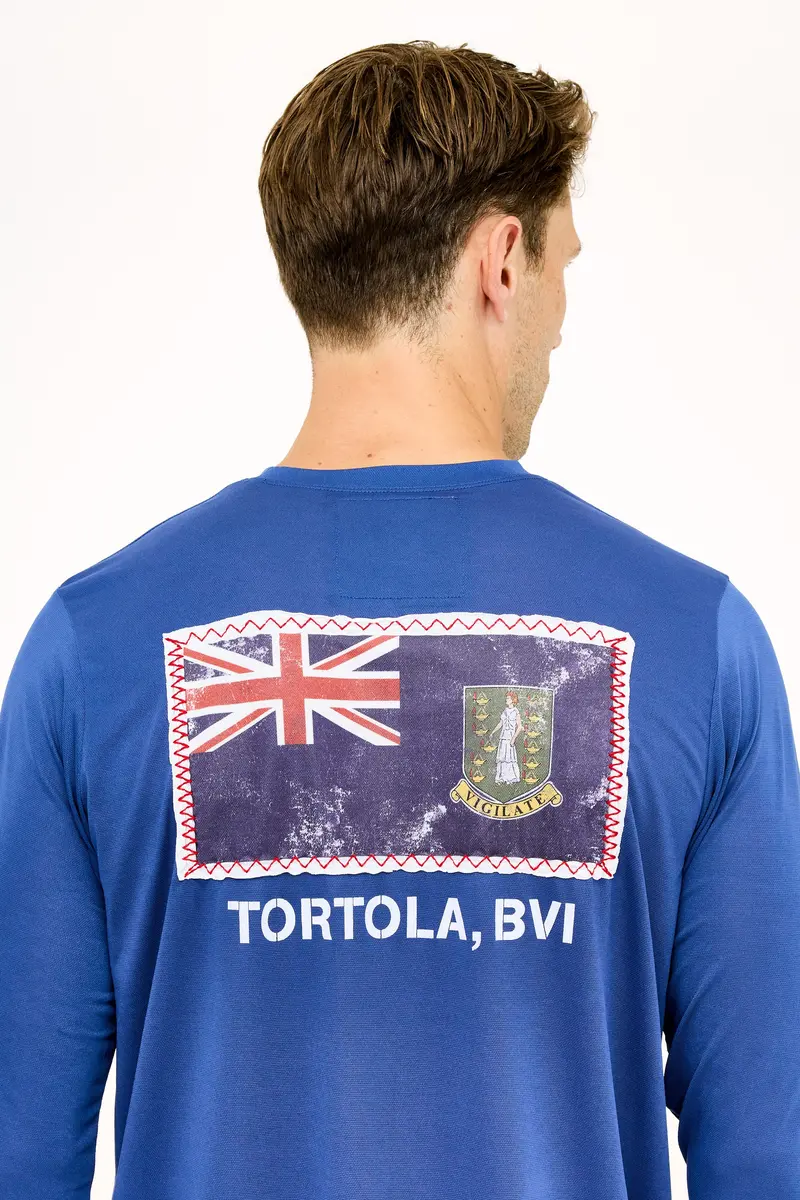 Tortola St. Ursula Flag Upf50 Shirt – Racing Blue 1