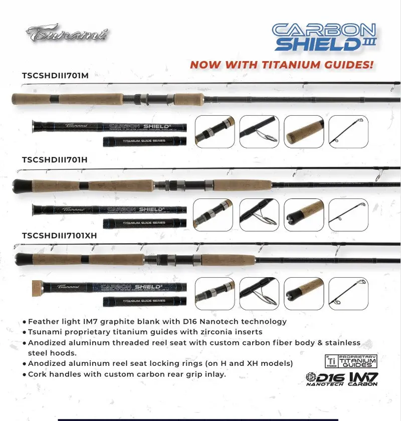 Tsunami Carbon Shield Iii Spinning Rod – Lightweight Graphite Construction 1
