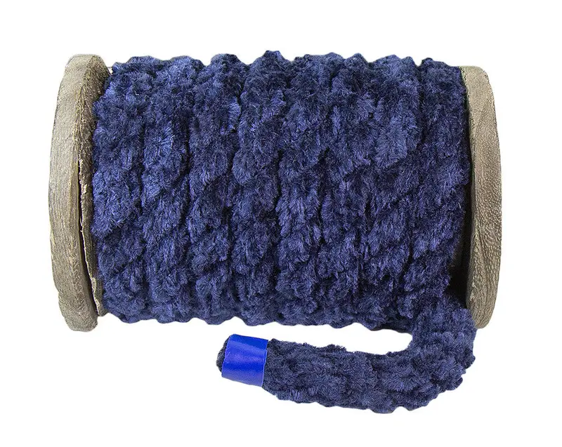 Twisted Chenille Rope In Navy Blue – Plush Decorative Macramé Cord 1