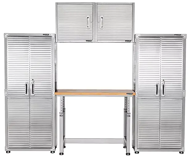 Ultrahd 5-Piece Garage Storage Set Featuring Adjustable Workbench 1