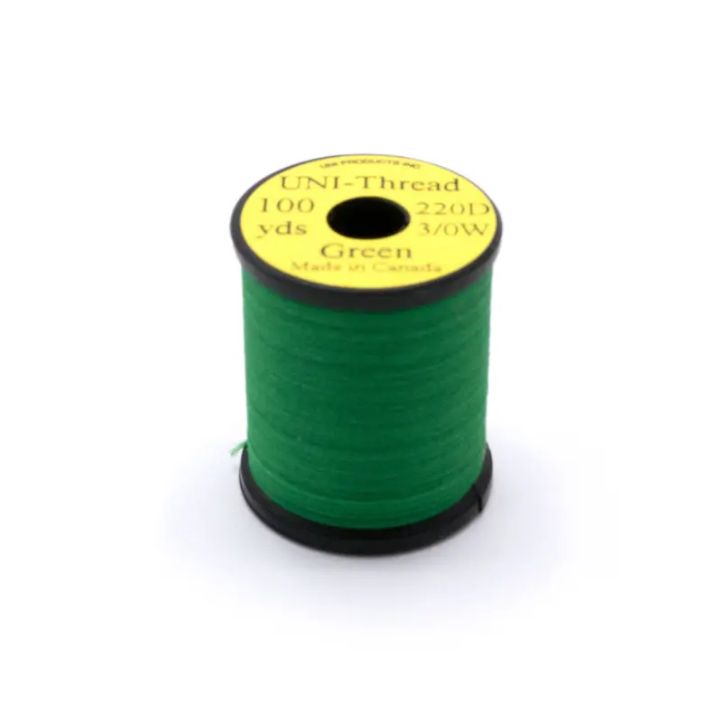 Uni-Thread 3/0 Waxed Fly Tying Thread – 100-Yard Spool, #169 Emerald Green 1