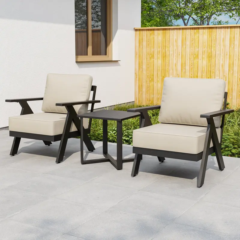 Urban Slate 3-Piece Bistro Set – Black/Beige Or Black/Gray Options 1