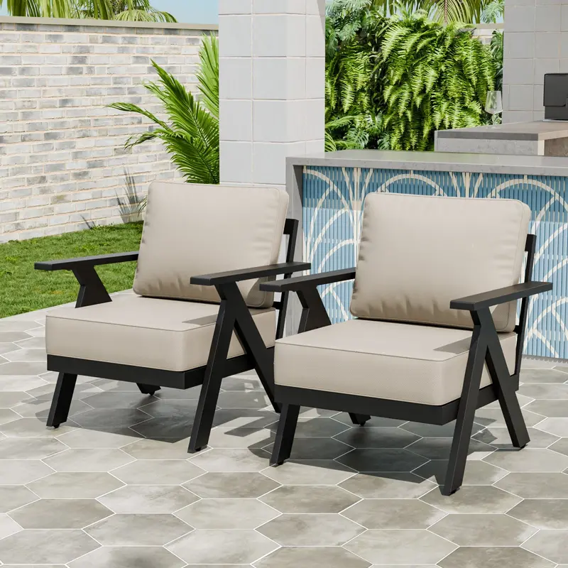 Urban Slate Accent Patio Chairs – 2- Or 4-Piece Modern Seating Set 1