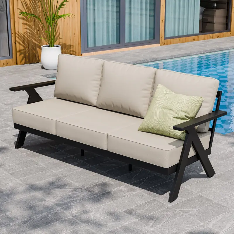 Urban Slate Contemporary Outdoor Sofa – All-Weather Patio Couch 2