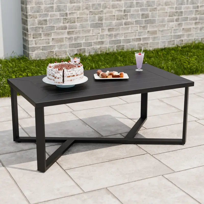 Urban Slate Modern Outdoor Coffee Table Or Side Table – Sleek Black Finish 1