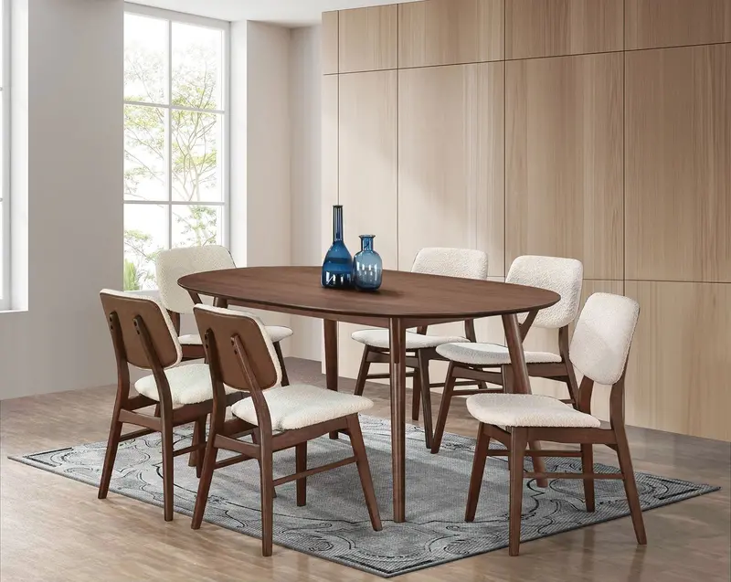 Uzwil 7-Piece Walnut-Finish Dining Set – Furniture Of America 1