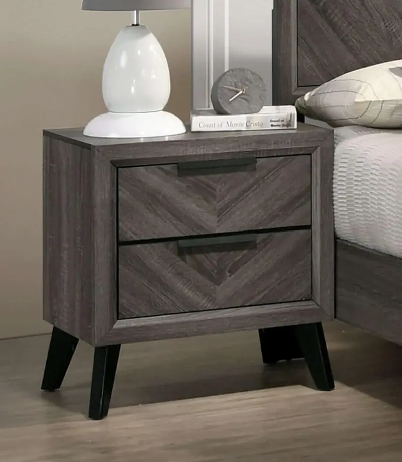 Vagan Gray Nightstand By Furniture Of America – Minimalist Bedroom Side Table (Cm7472Gy-N) 1