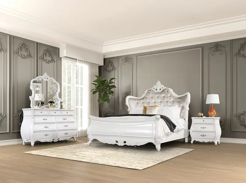 Valentini Queen Bedroom Set With Chest – 5-Piece White Contemporary Collection By Furniture Of America (Fm7419Wh-Q-5Pc-Chest) 1