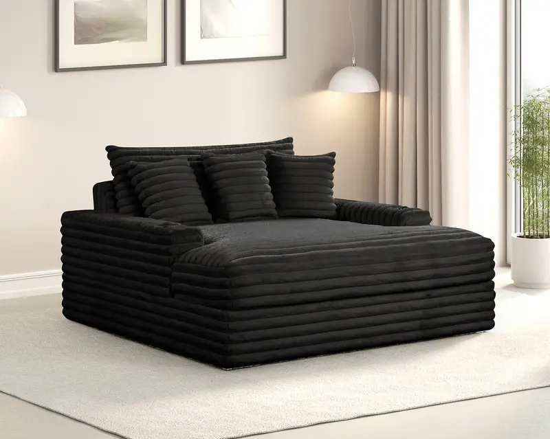 Veyrier 2-Arm Chaise Sofa With Extended Seating – Furniture Of America (Fm6901Bk-Ce) 1