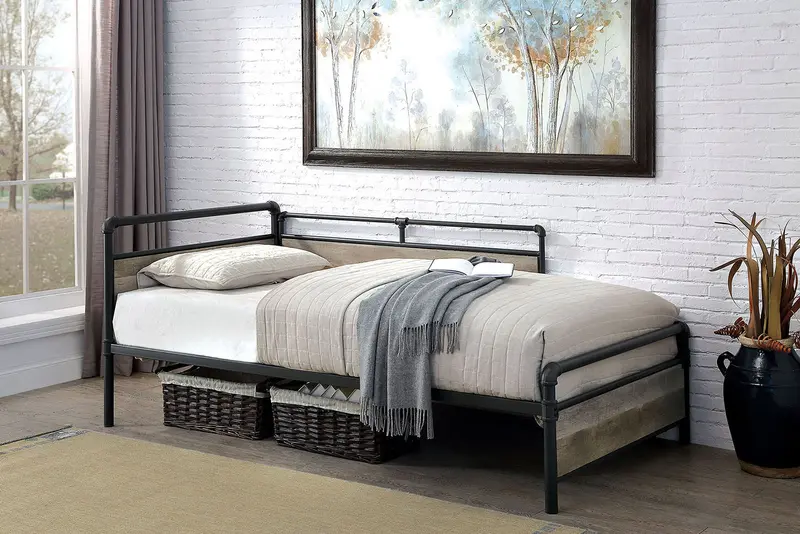 Vidar Twin Daybed With Trundle Option And Modern Metal Frame (Cm1220-Bed) 1