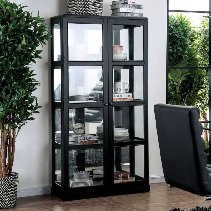 Vilas Curio Cabinet With Black Finish And Adjustable Shelves (Cm-Cr140Bk) 1