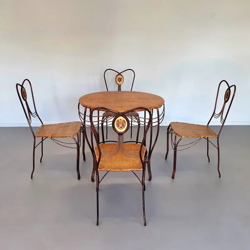 Vintage Italian Wrought-Iron Medaillon Garden Set, 1970S 1