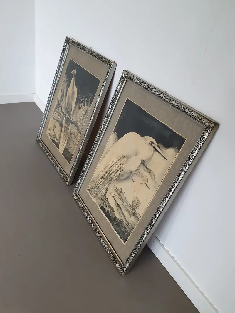 Vintage Lithographic Print Series: Birds And Avian Motifs 1