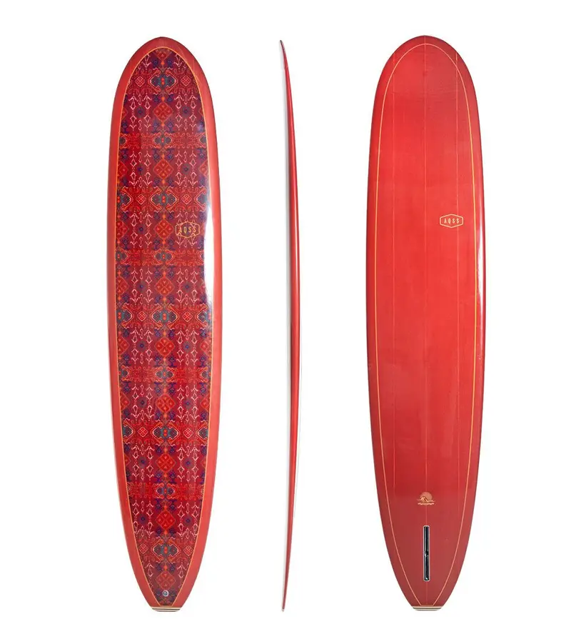 Vintage Maroon Log-Style Longboard 1
