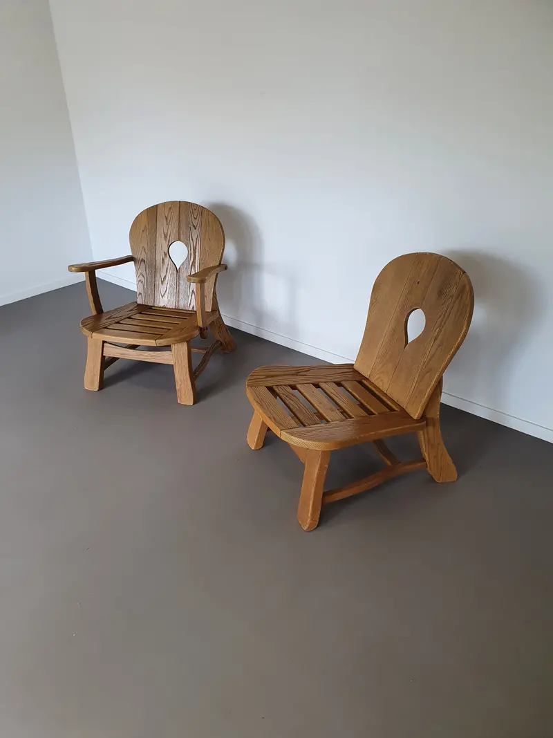 Vintage Oak Lounge Chairs – Scandinavian-Inspired 1960S Wooden Seating 1