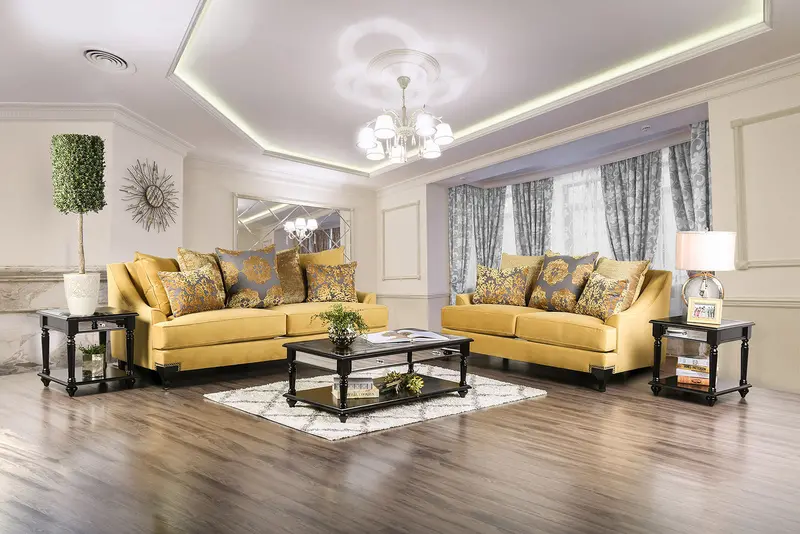 Viscontti 2-Piece Upholstered Sofa & Loveseat Set By Furniture Of America (Sm2201-2Pc) 1
