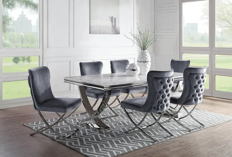 Wadenswil 7-Piece Dining Set By Furniture Of America – Contemporary Table & Chair Ensemble 1