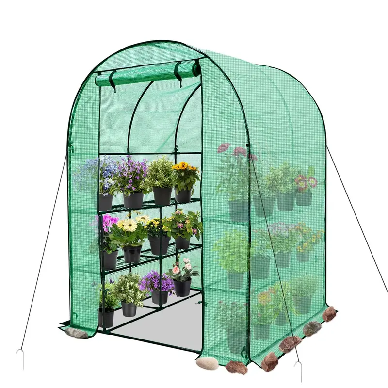 Walk-In 3-Tier Greenhouse With Shelving – 56.3″ × 56.3″ × 76″ 1