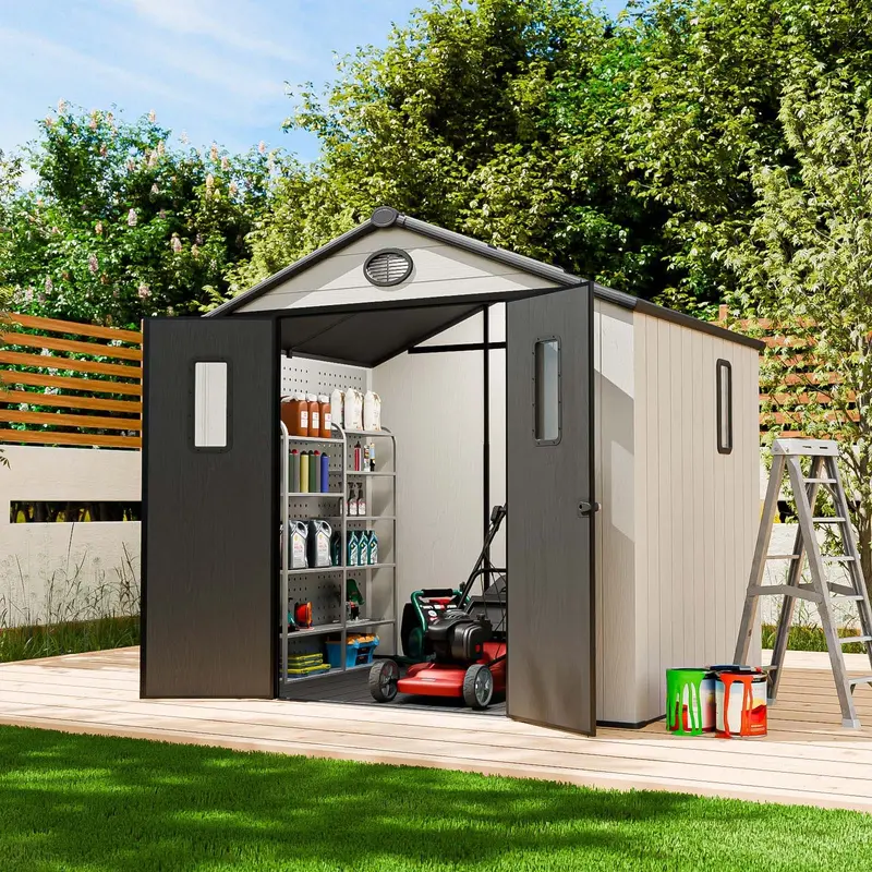 Weather-Resistant Resin Storage Shed – 5X3, 6X4, 8X6, Or 8X8 Ft 3