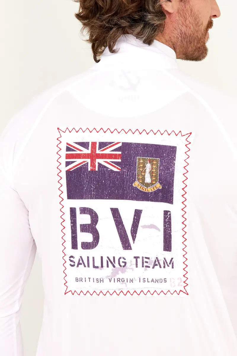 White Bvi Sailing Team Upf 50 Zip-Tech Shirt – Athletic Fit 1