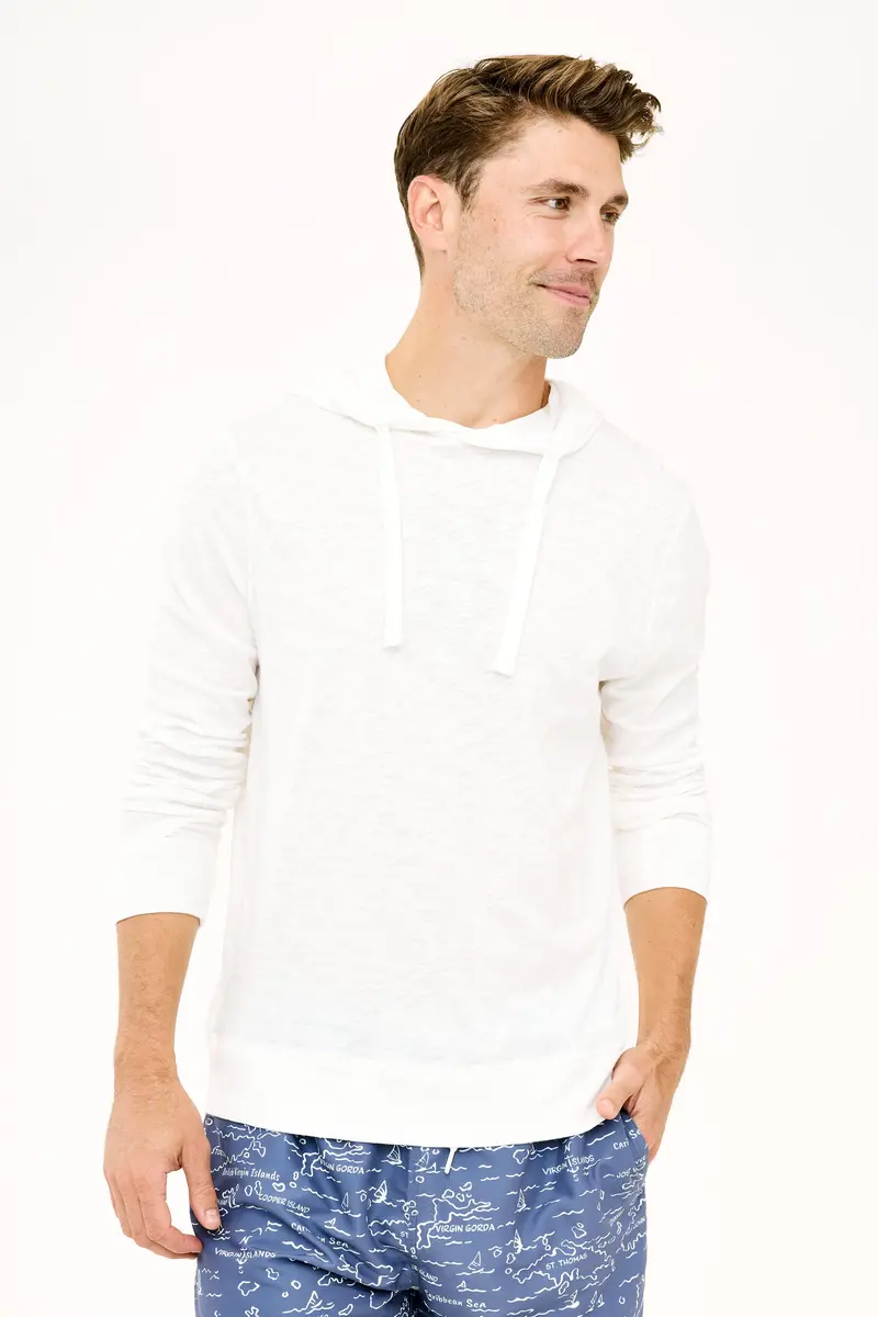 White Ned Brushed Cotton Hoodie 1