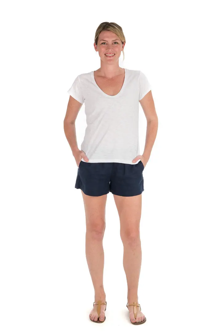 White V-Neck Cotton Tee By Michelle 1