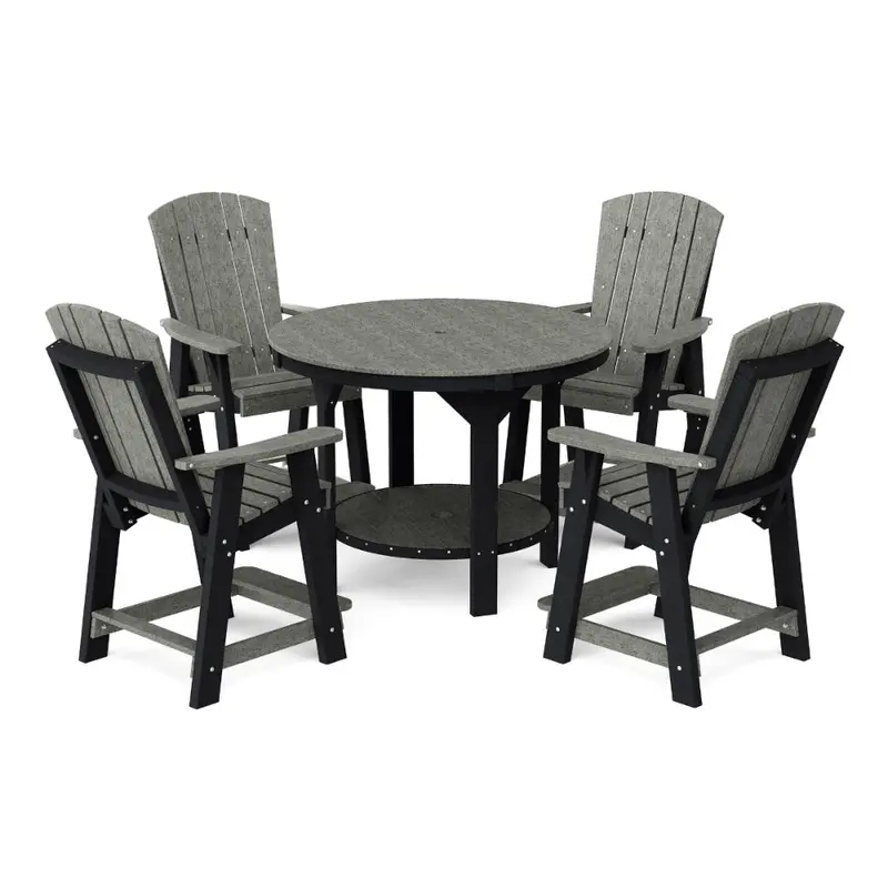 Wildridge Heritage 5-Piece Balcony Dining Set – 48-Inch Round Pub Table + 4 Chairs 1
