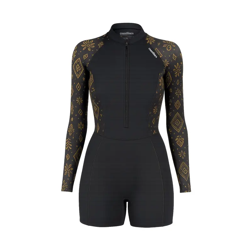 Women’S Classic 2/2Mm Chest-Zip Springsuit – Bloom Print Long Sleeve 1