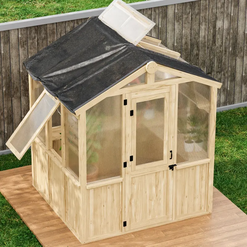 Wooden Greenhouse – Three Size Options (6.7×6×7.7 Ft / 6.7×7.8×7.7 Ft / 6.7×9.7×7.7 Ft) 1