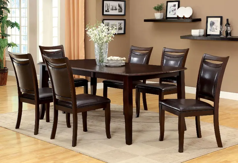 Woodside 7-Piece Dining Set By Furniture Of America – Table With Armchairs And Side Chairs 1
