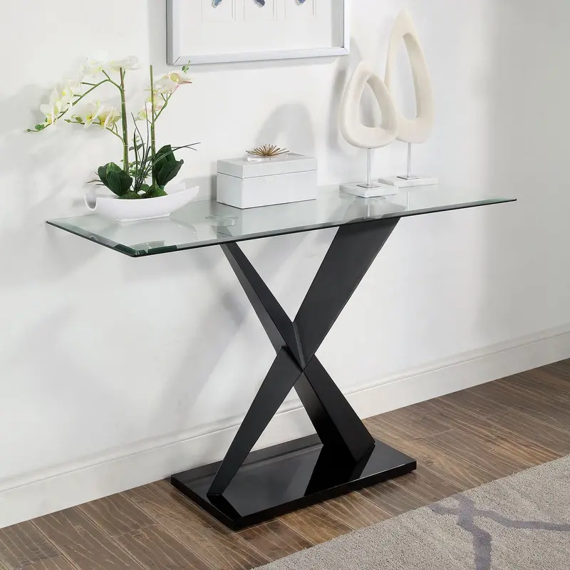 Xanthus Sofa Table By Furniture Of America – Contemporary Black Console For Sofas (Cm4191Bk-S-Table) 1